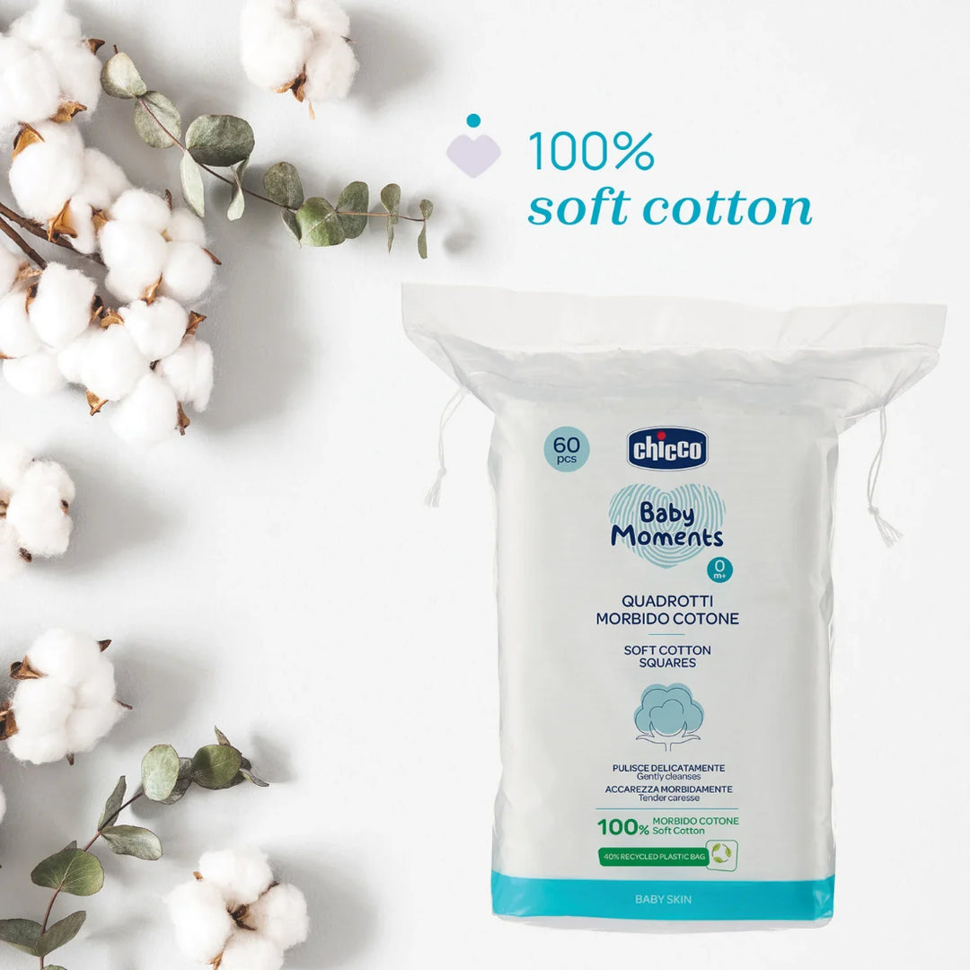 Chicco Baby Moments 100% Soft Cotton Squares (60pcs)