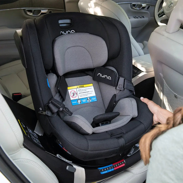 Nuna revv™ Caviar car seat with padded cushioning and premium fabric