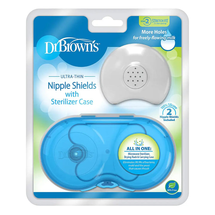 Dr. Brown's Nipple Shields 2 Pack With Sterilizer Case - Size 2 (White)