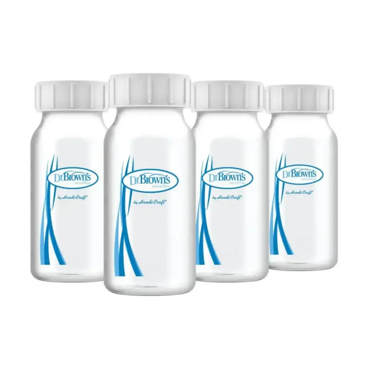 Dr. Brown's Narrow Neck Breastmilk Collection Bottles 4 Pack (White & Blue)