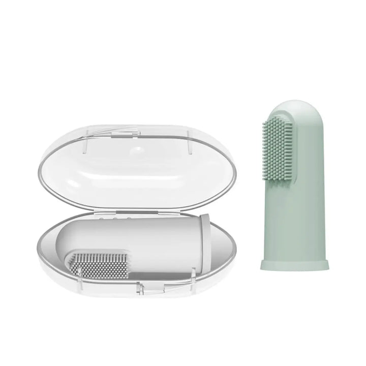 Dr. Brown's Silicone Finger Toothbrush With Case (Light Green)