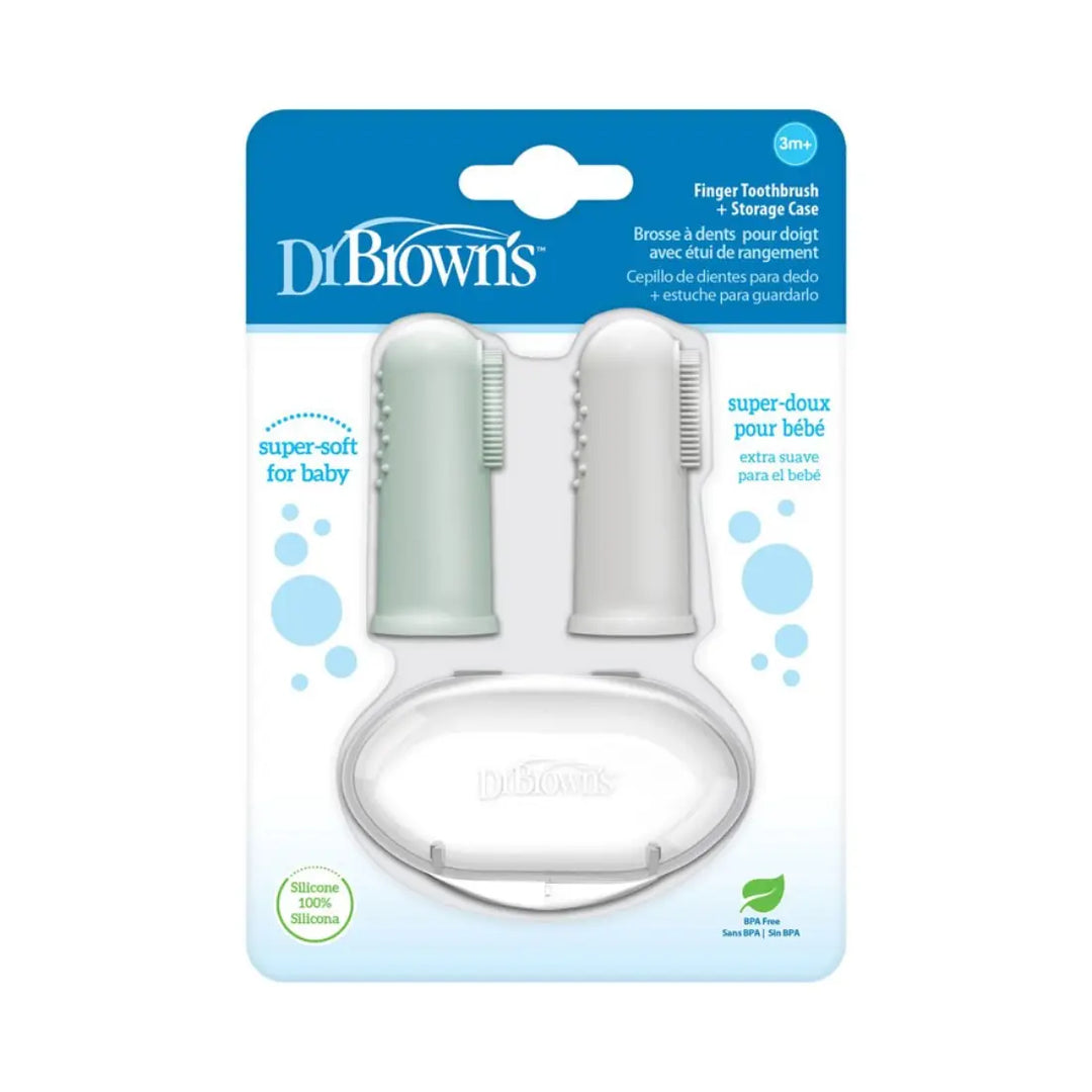 Dr. Brown's Silicone Finger Toothbrush With Case (Grey)