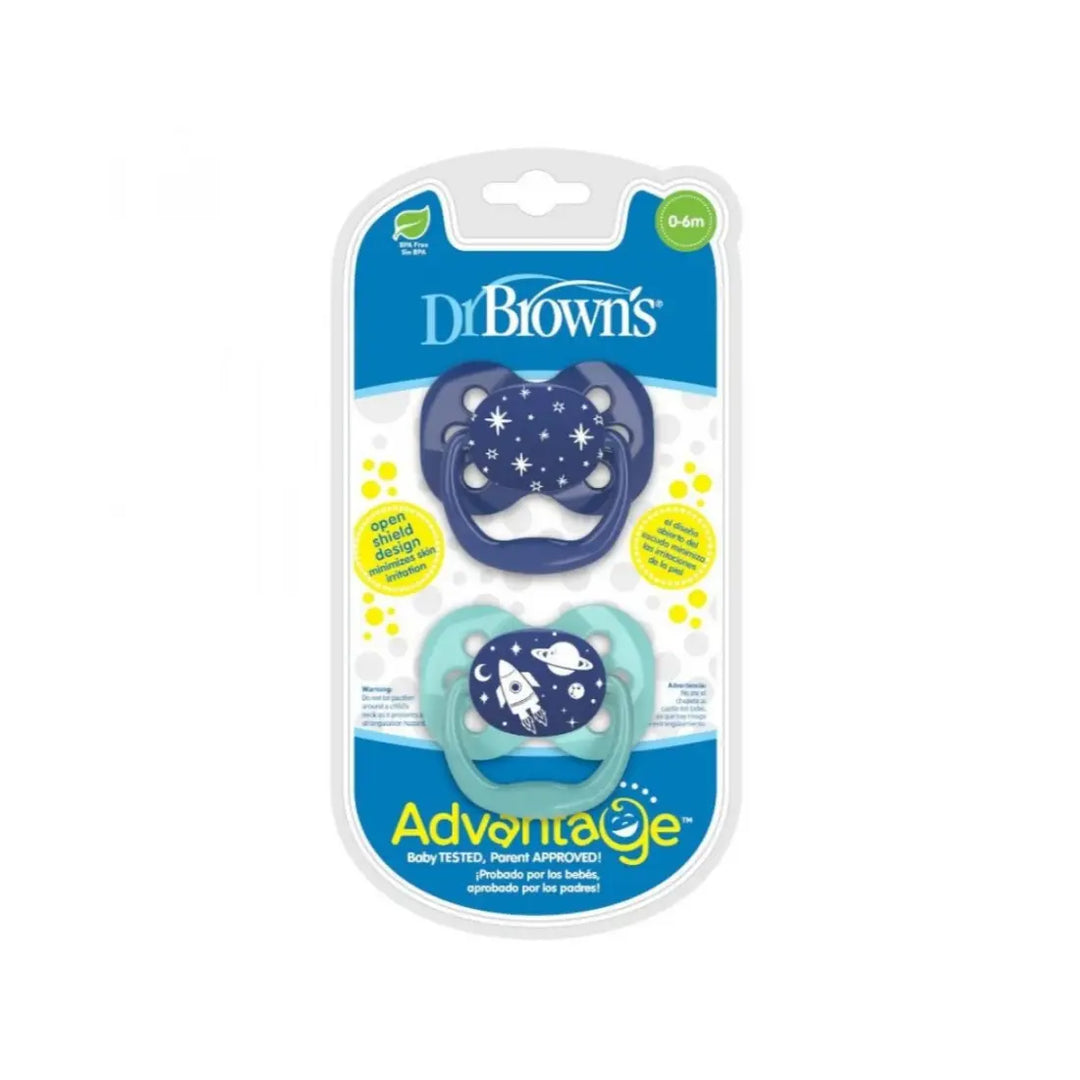 Dr. Brown's Advantage Pacifiers Stage 1 Pack Of 2 (Blue Space)