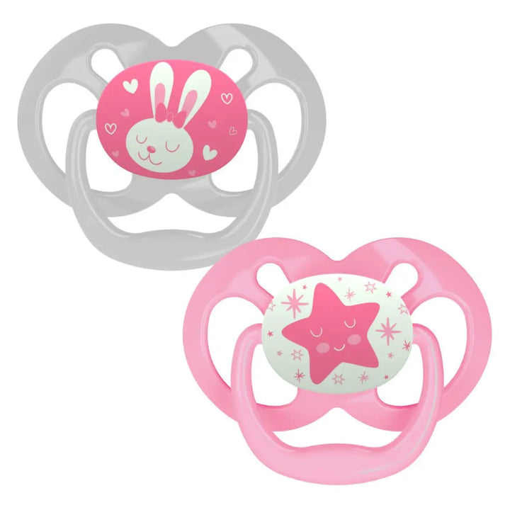 Dr. Brown's Advantage Pacifiers Stage 1 Glow In The Dark Pack Of 2 (Pink)