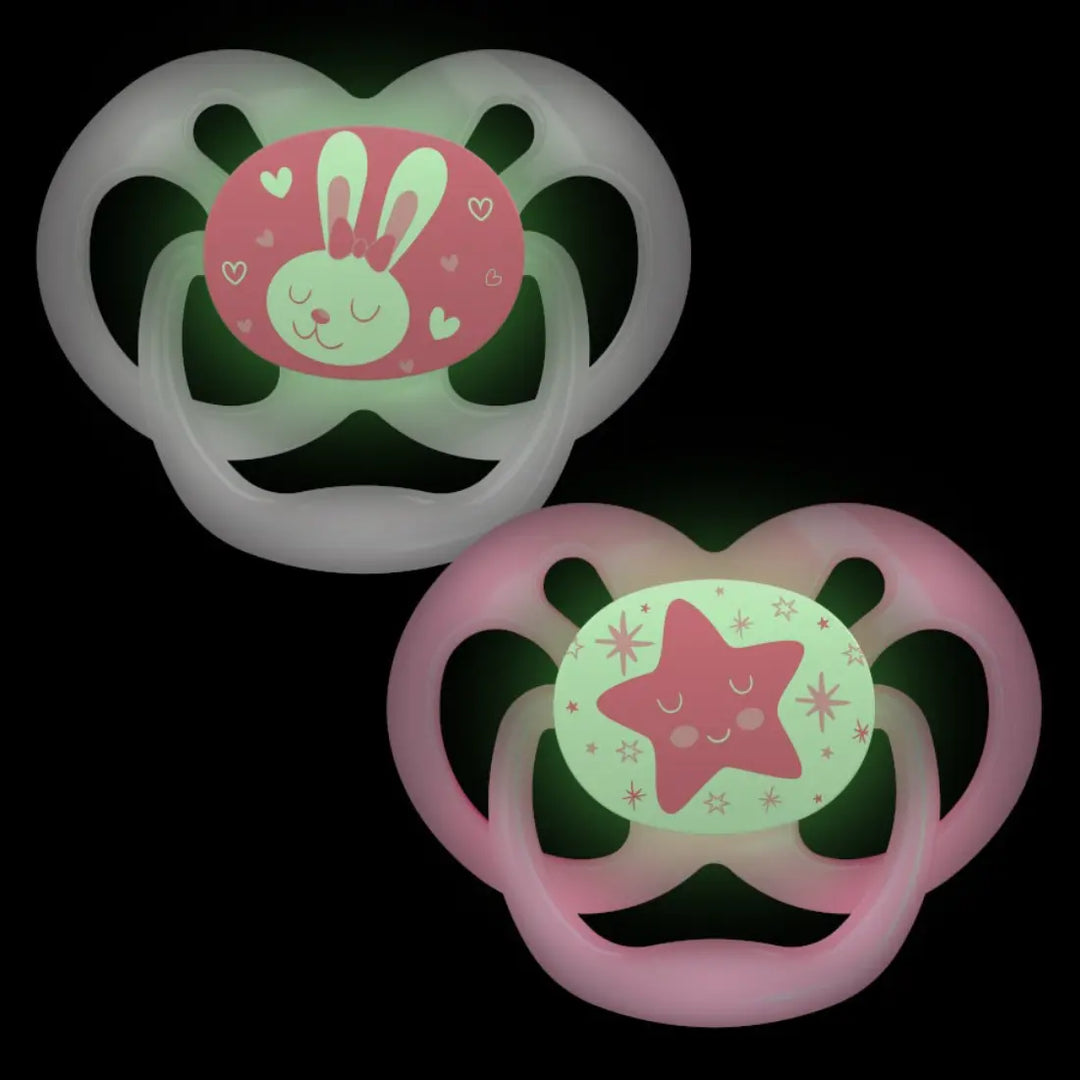 Dr. Brown's Advantage Pacifiers Stage 1 Glow In The Dark Pack Of 2 (Pink)