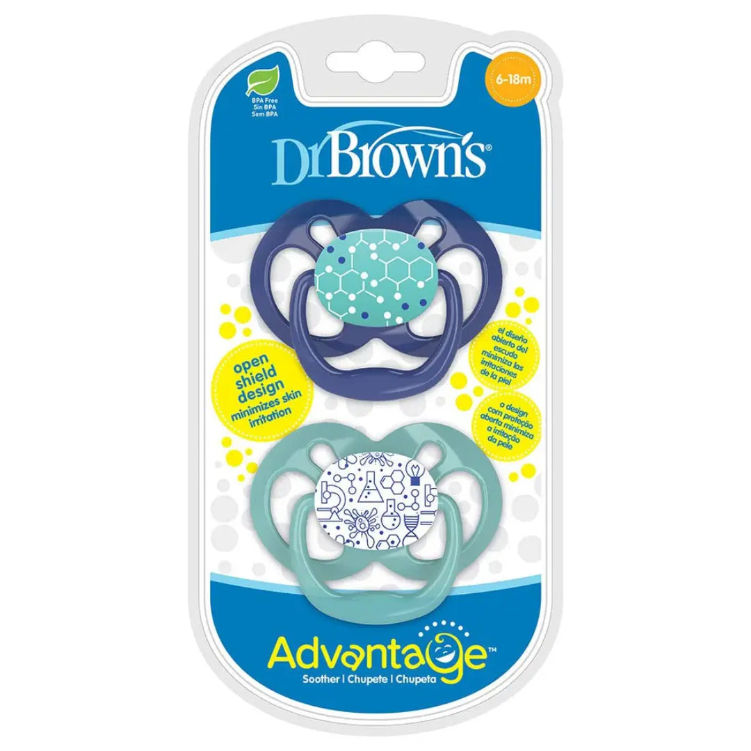 Dr. Brown's Advantage Pacifiers Stage 2 Pack Of 2 (Blue Chemistry)