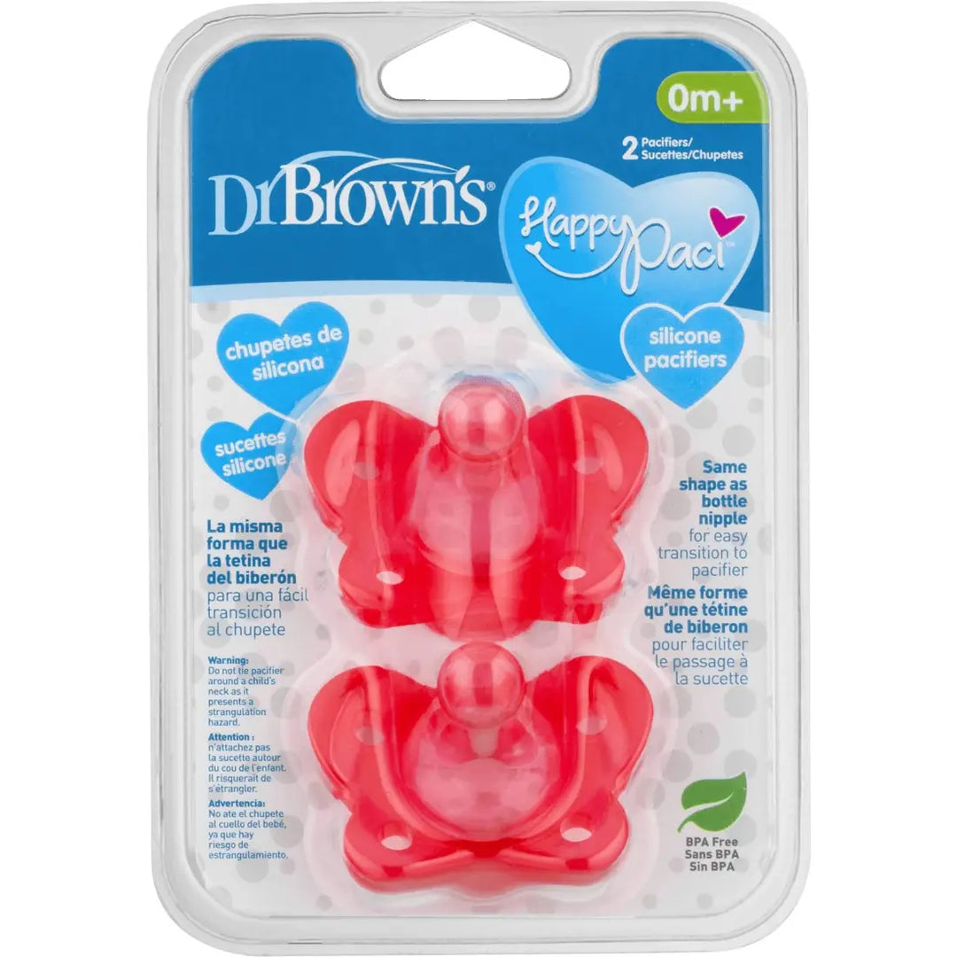 Dr. Brown's Happy Paci Silicone Two-Piece Soother 0-6M (Pink)