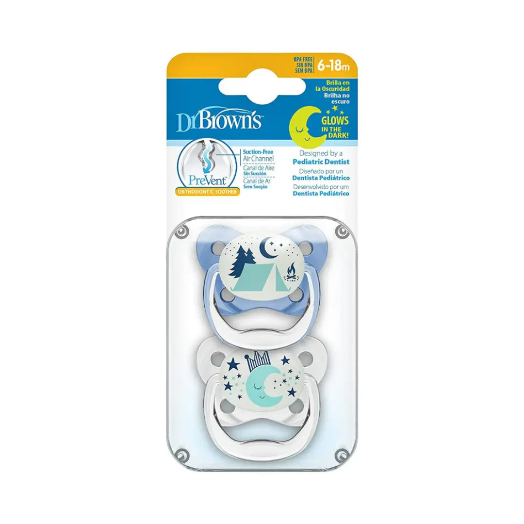 Dr. Brown's Prevent Glow In The Dark Butterfly Shield Soother - Stage 1 (Blue)