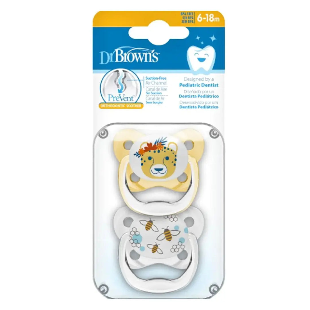 Dr. Brown's Prevent Butterfly Soother - (Stage 2) 2 Pack (Yellow)