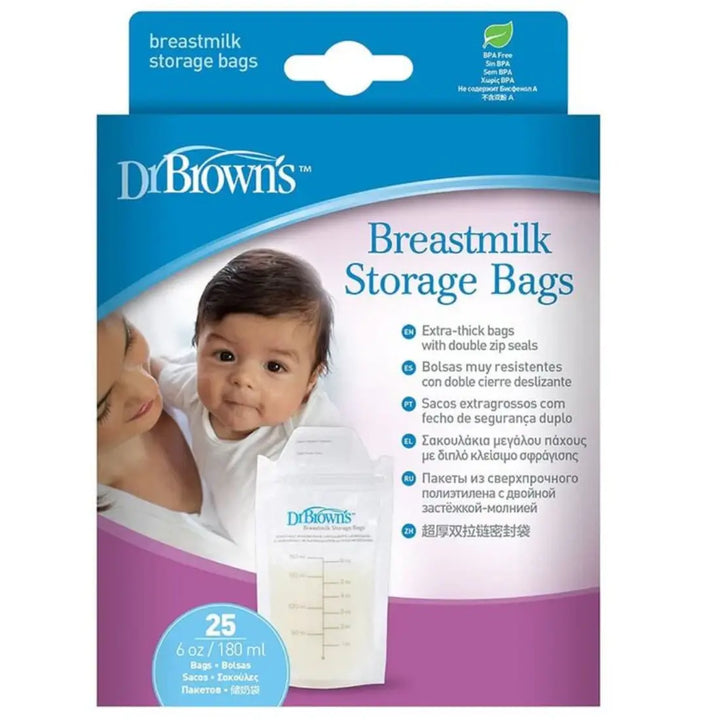 Dr. Brown's Breastmilk Storage Bags - 25 Pack (Transparent)