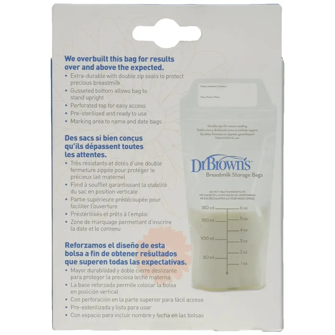 Dr. Brown's Breastmilk Storage Bags - 25 Pack (Transparent)