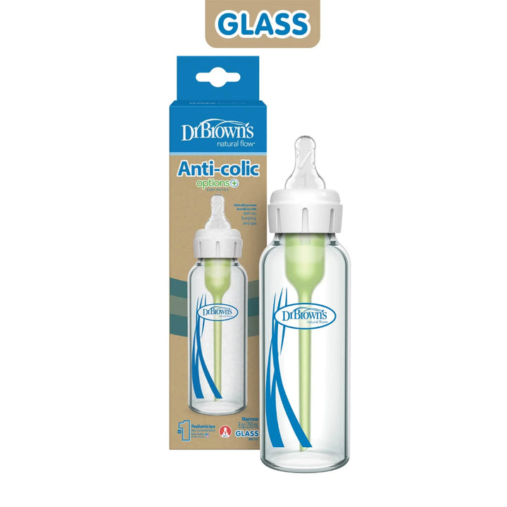 Dr. Brown's Natural Flow Anti-Colic Options+ Narrow Glass Bottle 8 oz/250 ml