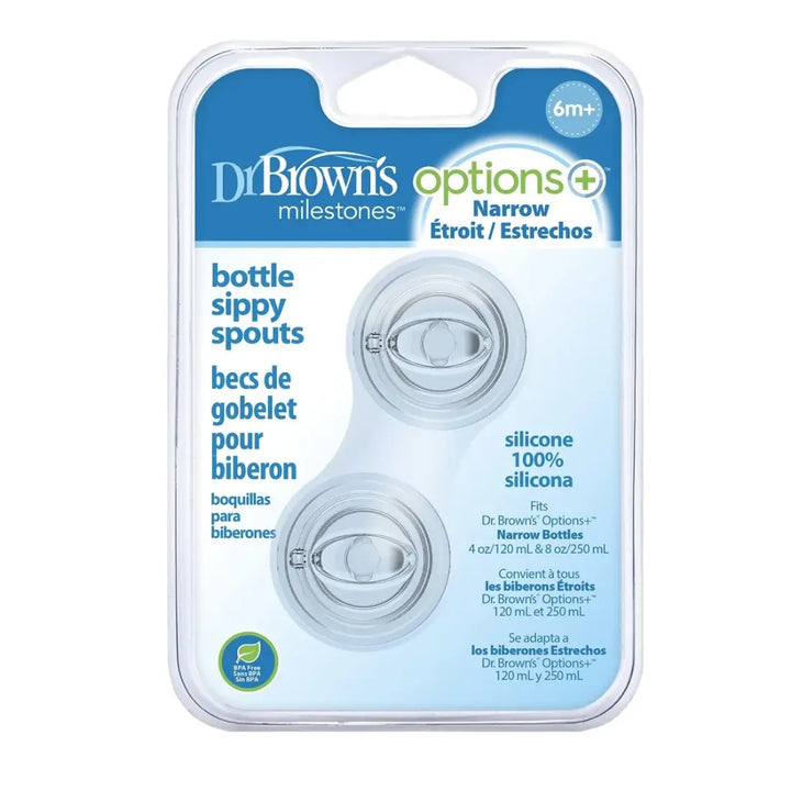 Dr. Brown's Narrow Anti-Colic Baby Bottle Sippy Spout 2 Pack (Transparent)