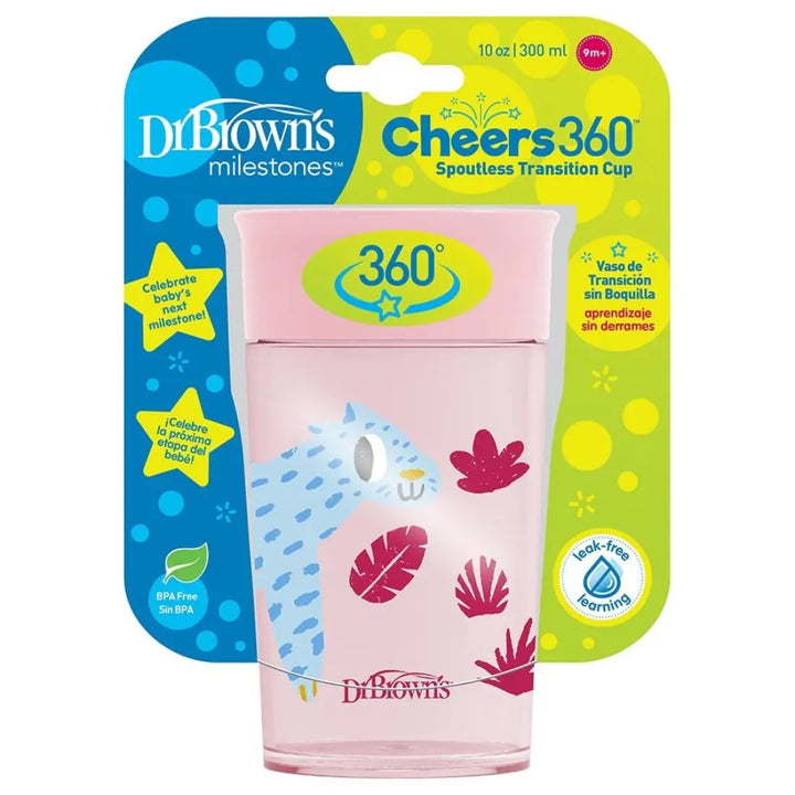 Dr. Brown's Smooth Wall Cheers360 Cup 10 oz/300 ml (Pink Deco)