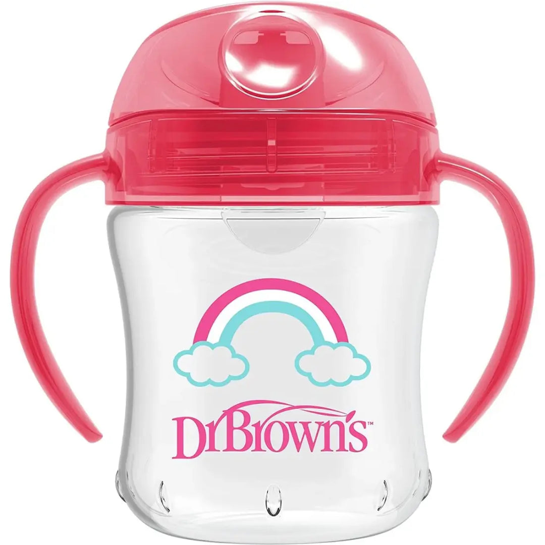 Dr. Brown's Soft-Spout Transition Cup W/ Handles (Pink Deco)