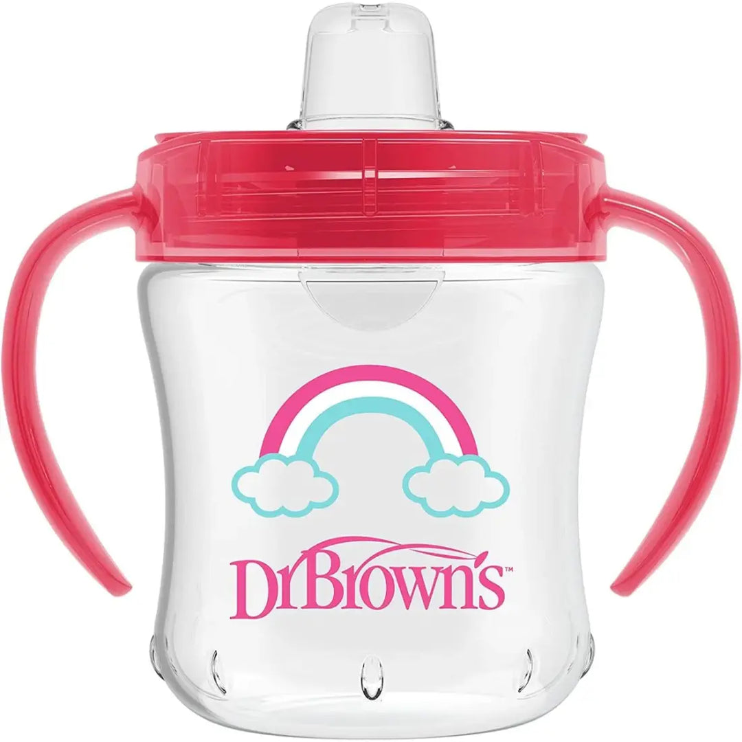 Dr. Brown's Soft-Spout Transition Cup W/ Handles (Pink Deco)