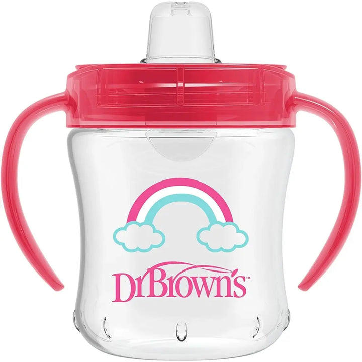 Dr. Brown's Soft-Spout Transition Cup W/ Handles (Pink Deco)