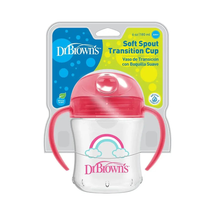 Dr. Brown's Soft-Spout Transition Cup W/ Handles (Pink Deco)