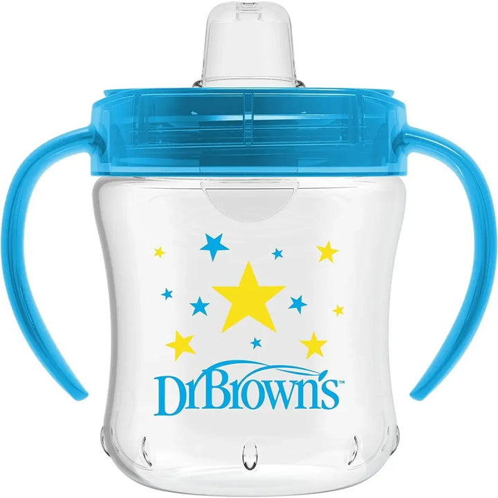 Dr. Brown's Soft-Spout Transition Cup W/ Handles (Blue Deco)