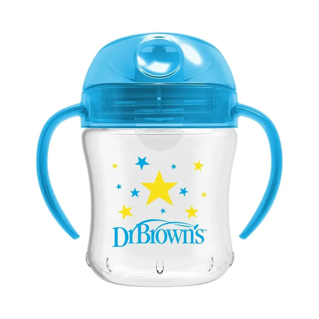 Dr. Brown's Soft-Spout Transition Cup W/ Handles (Blue Deco)