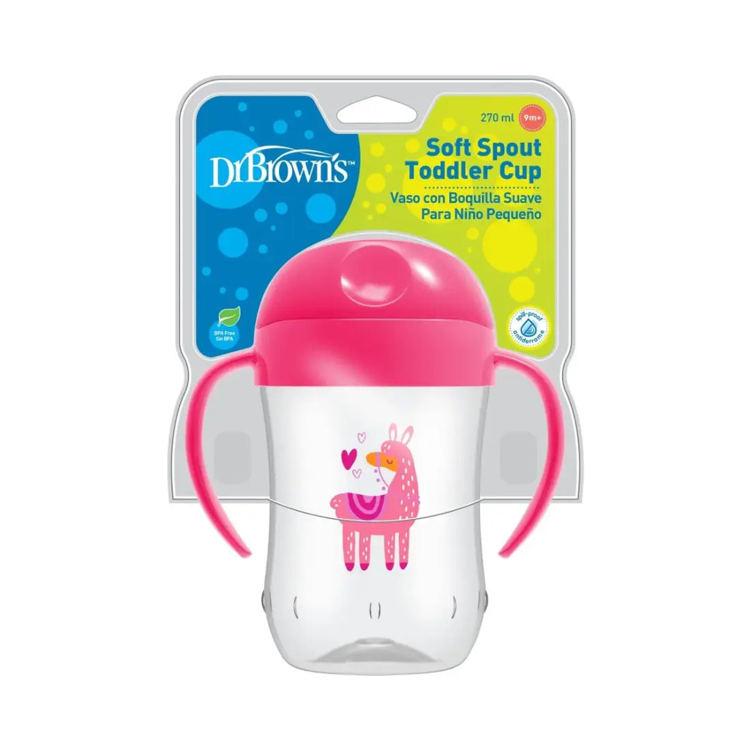 Dr. Brown's Soft-Spout Toddler Cup W/ Handles (Pink Llama Deco)