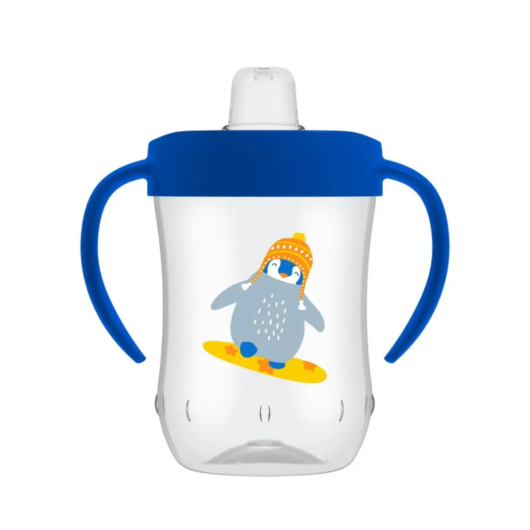 Dr. Brown's Soft-Spout Toddler Cup W/ Handles (Blue Penguin Deco)