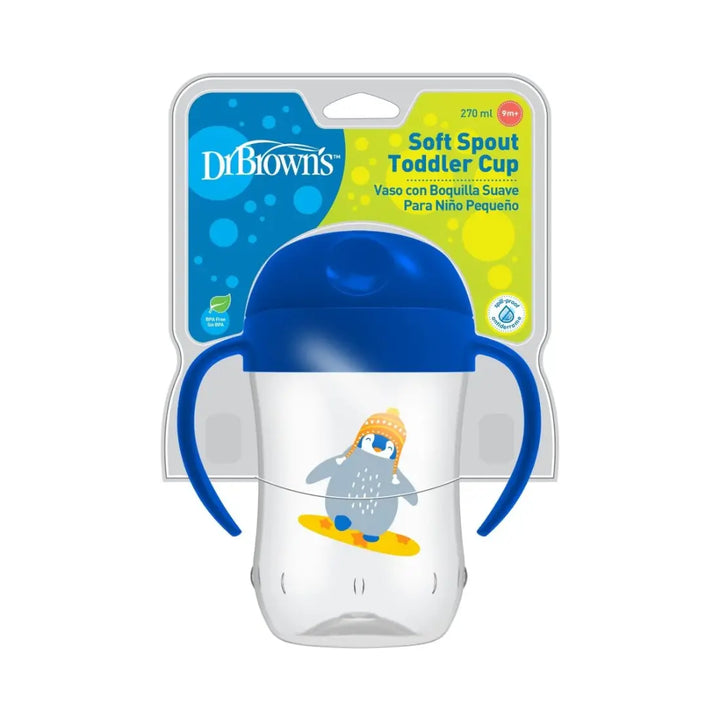 Dr. Brown's Soft-Spout Toddler Cup W/ Handles (Blue Penguin Deco)