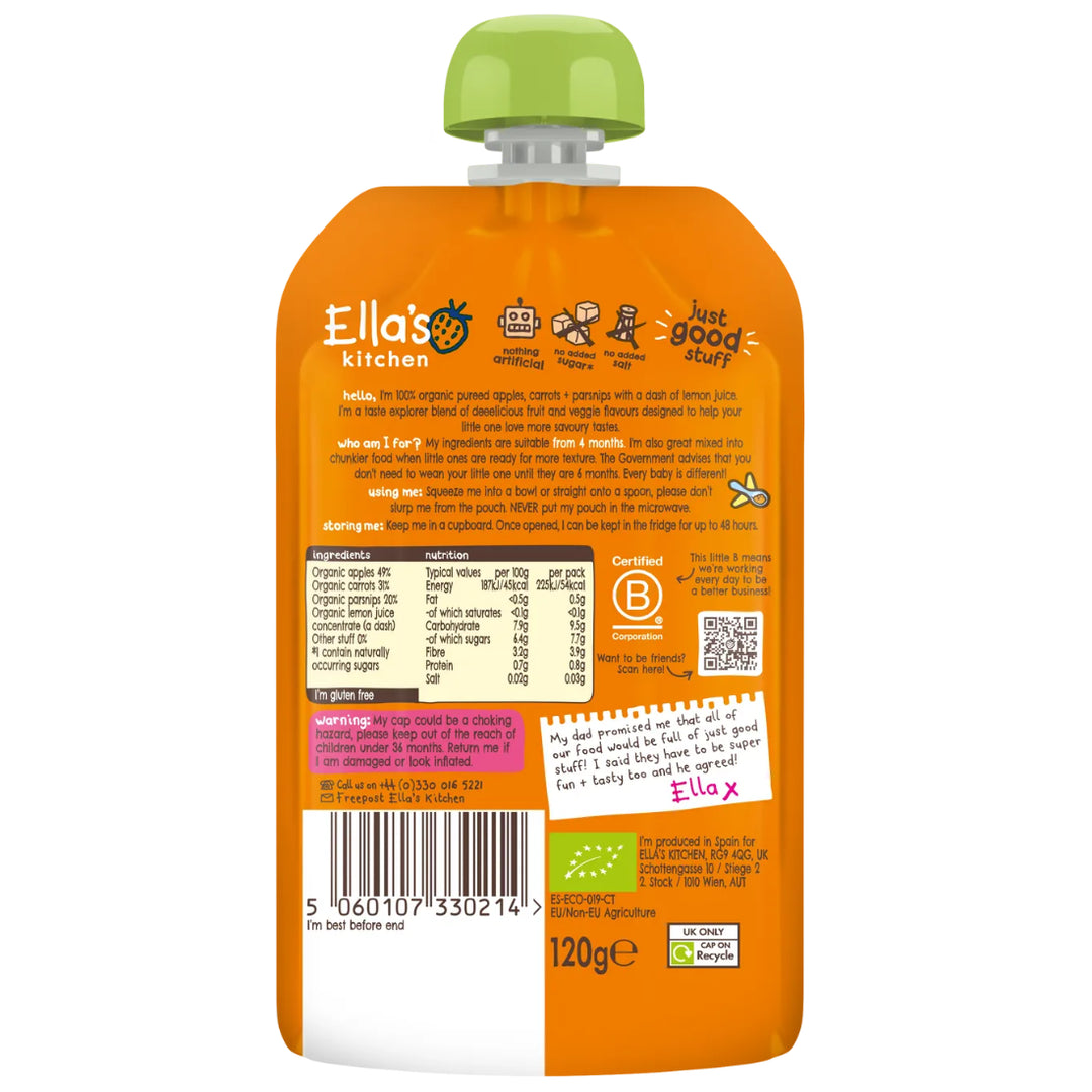 Ella's Kitchen Puree Apples, Carrots + Parsnips (100g)