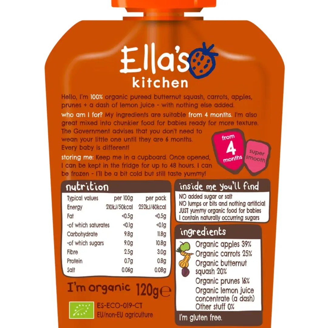 Ella's Kitchen Puree Squash, Carrots, Apples + Prunes (120g)