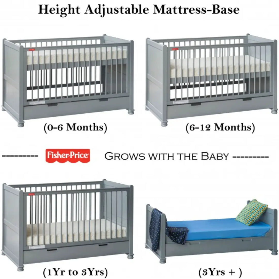 Fisher-Price Georgia Crib Cum Toddler Bed (Grey)