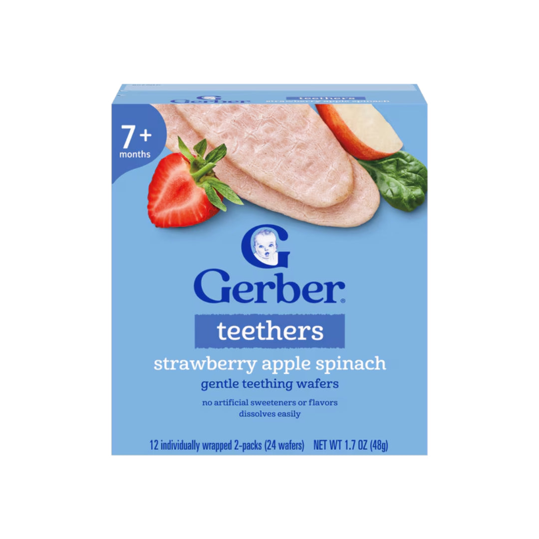 Gerber Teethers Gentle Teething Wafers Strawberry, Apple and Spinach (48g)