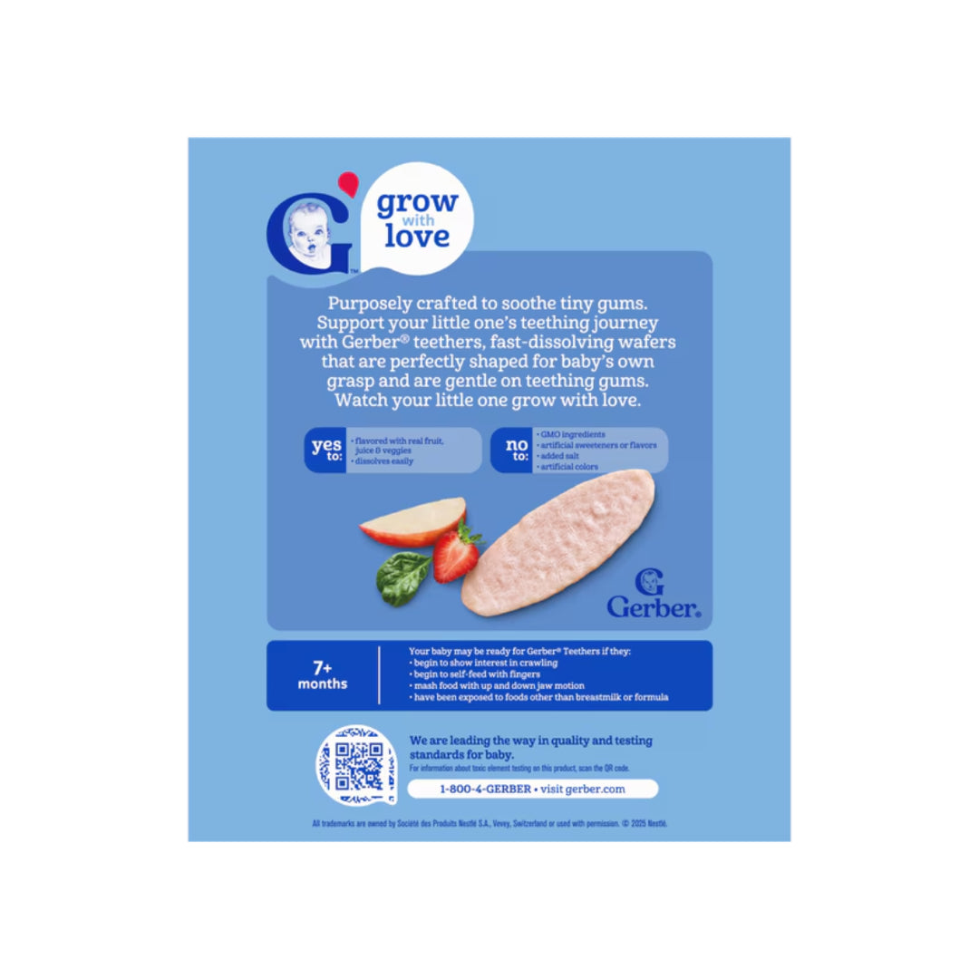 Gerber Teethers Gentle Teething Wafers Strawberry, Apple and Spinach (48g)