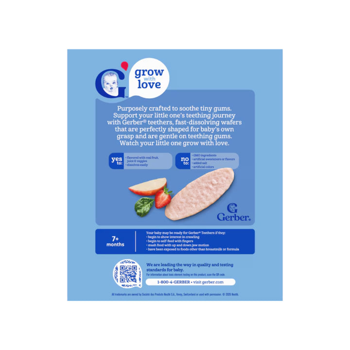 Gerber Teethers Gentle Teething Wafers Strawberry, Apple and Spinach (48g)