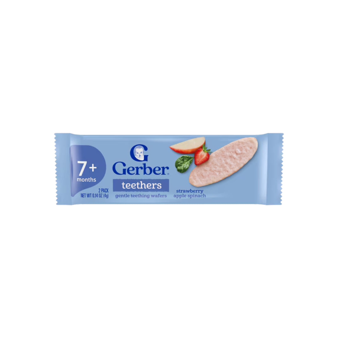 Gerber Teethers Gentle Teething Wafers Strawberry, Apple and Spinach (48g)