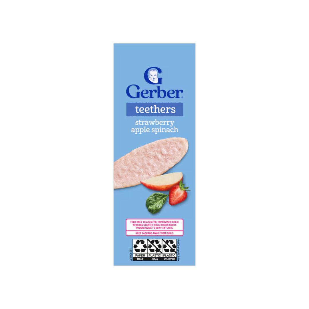 Gerber Teethers Gentle Teething Wafers Strawberry, Apple and Spinach (48g)