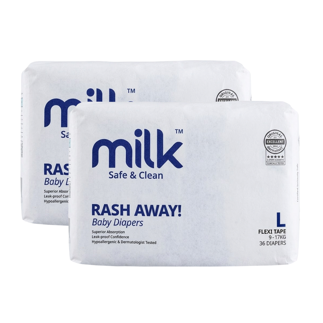 MILK Baby Diaper Flexi Tape Size 4 (L) (36 pcs) (9-17 kg)