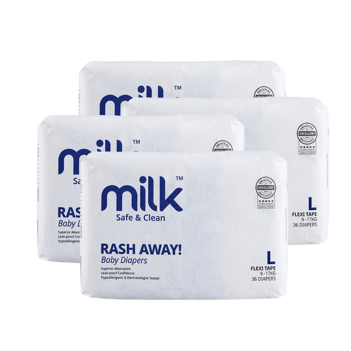 MILK Baby Diaper Flexi Tape Size 4 (L) (36 pcs) (9-17 kg)