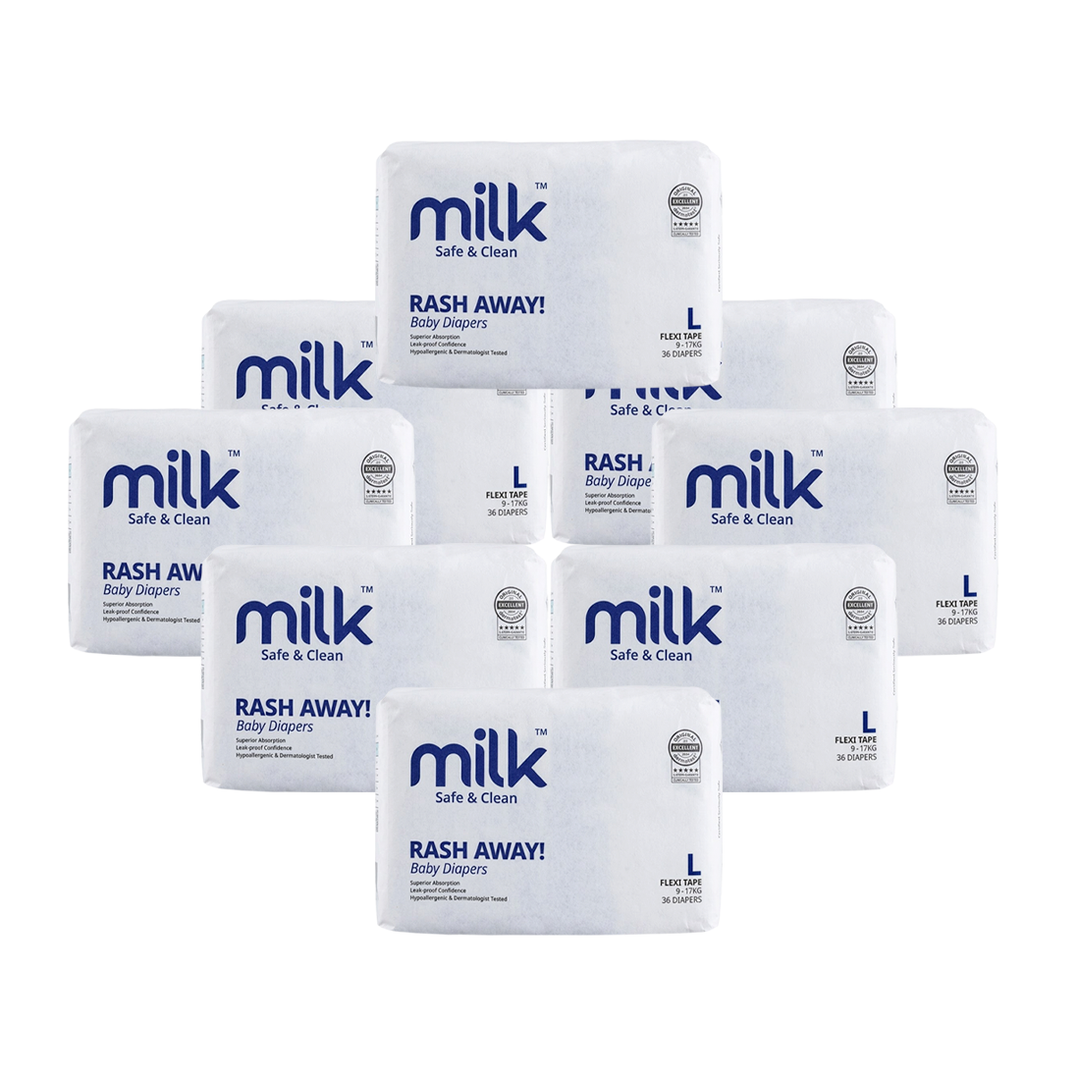 MILK Baby Diaper Flexi Tape Size 4 (L) (36 pcs) (9-17 kg)
