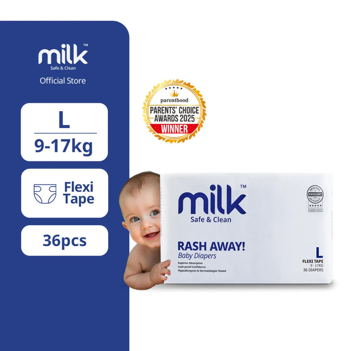 MILK Baby Diaper Flexi Tape Size 4 (L) (36 pcs) (9-17 kg)