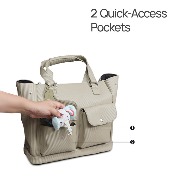 La Plume Modéa Diaper Bag - 4-in-1 Convertible Vegan Leather Baby Bag with Changing Mat &amp; Insulated Bottle Holders
