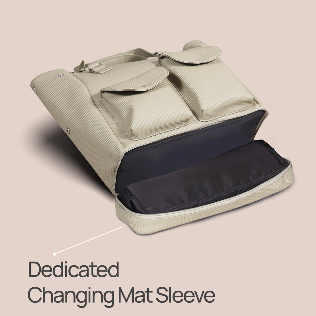 La Plume Modéa Diaper Bag - 4-in-1 Convertible Vegan Leather Baby Bag with Changing Mat &amp; Insulated Bottle Holders