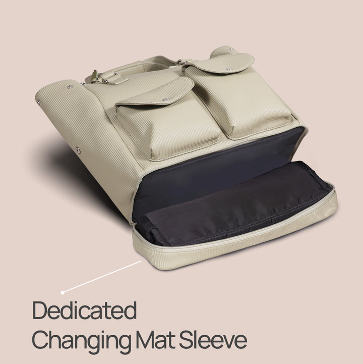 La Plume Modéa Diaper Bag - 4-in-1 Convertible Vegan Leather Baby Bag with Changing Mat &amp; Insulated Bottle Holders