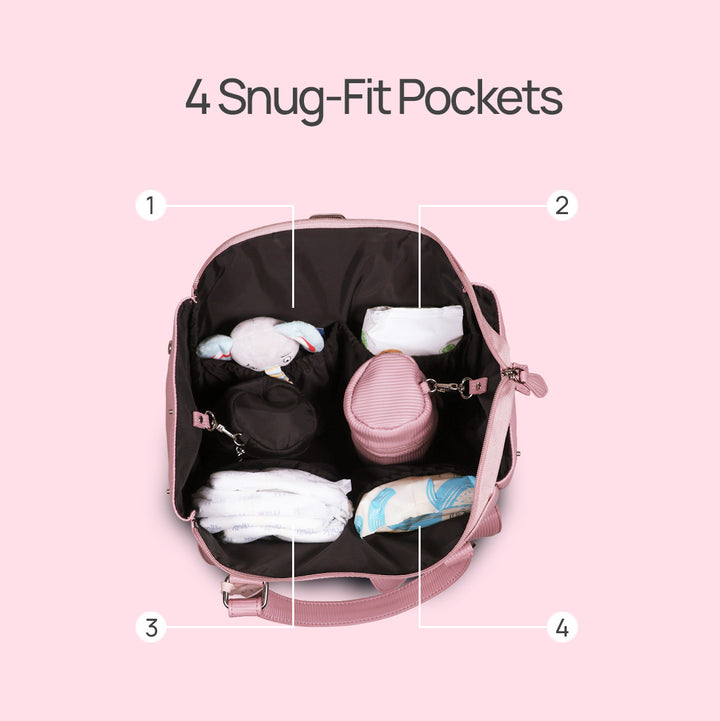 La Plume Modéa Diaper Bag - 4-in-1 Convertible Vegan Leather Baby Bag with Changing Mat &amp; Insulated Bottle Holders