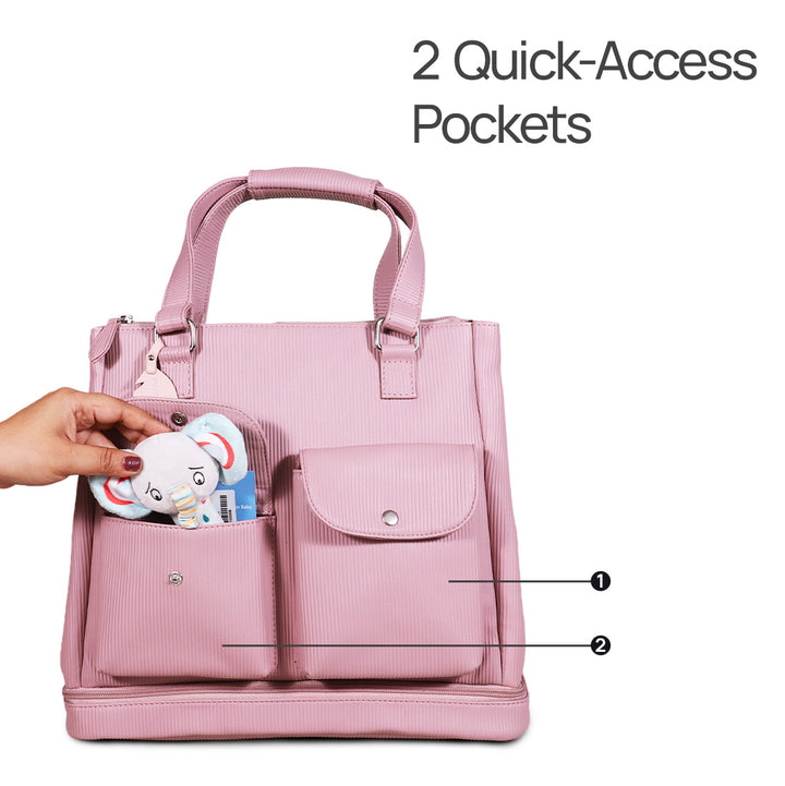La Plume Modéa Diaper Bag - 4-in-1 Convertible Vegan Leather Baby Bag with Changing Mat &amp; Insulated Bottle Holders