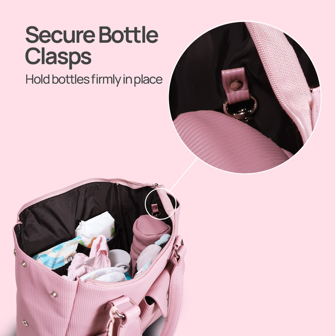 La Plume Modéa Diaper Bag - 4-in-1 Convertible Vegan Leather Baby Bag with Changing Mat &amp; Insulated Bottle Holders