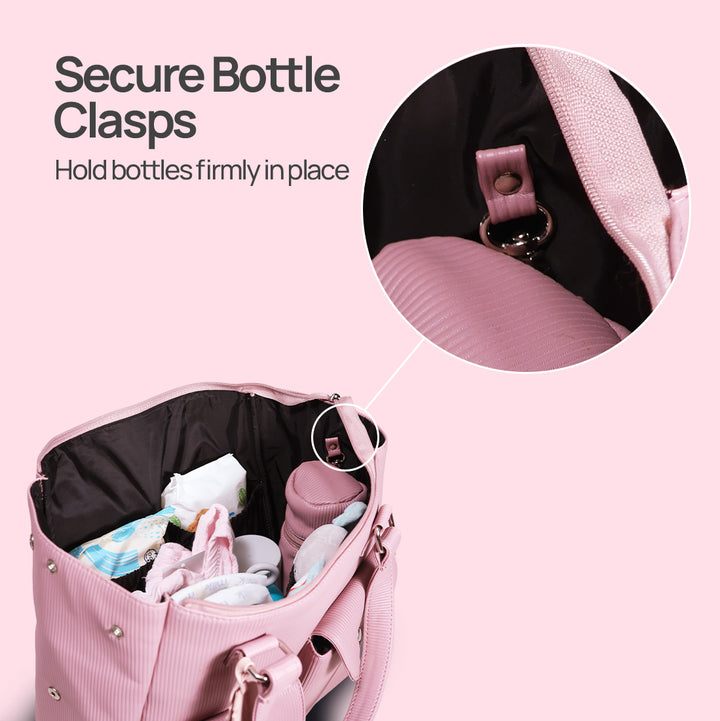 La Plume Modéa Diaper Bag - 4-in-1 Convertible Vegan Leather Baby Bag with Changing Mat &amp; Insulated Bottle Holders