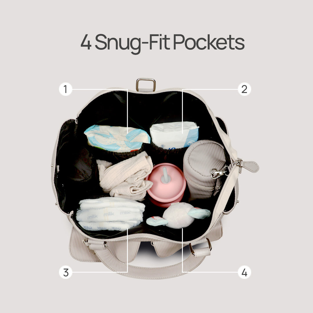 La Plume Modéa Diaper Bag - 4-in-1 Convertible Vegan Leather Baby Bag with Changing Mat &amp; Insulated Bottle Holders