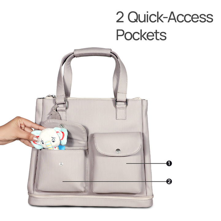 La Plume Modéa Diaper Bag - 4-in-1 Convertible Vegan Leather Baby Bag with Changing Mat &amp; Insulated Bottle Holders