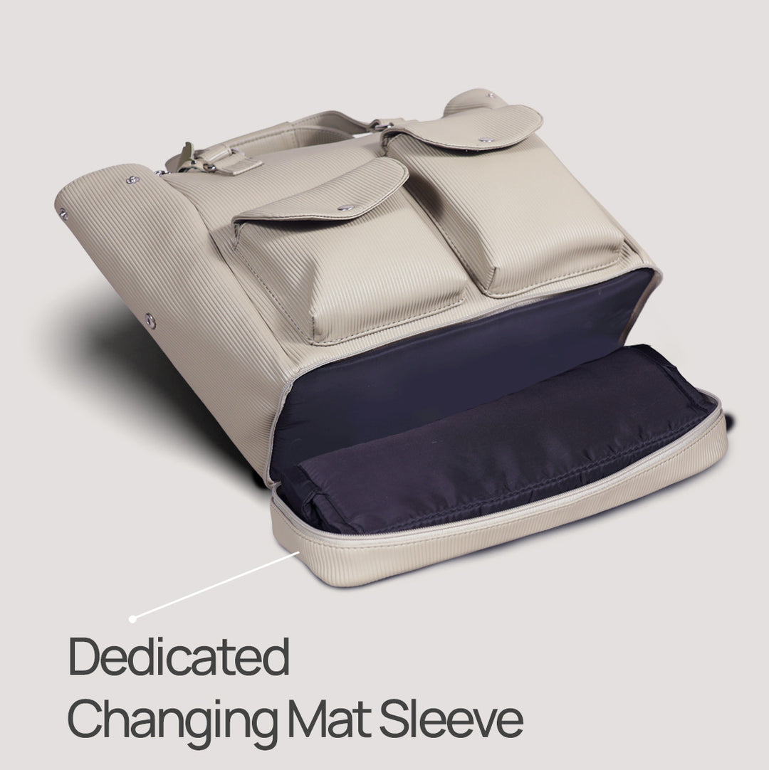 La Plume Modéa Diaper Bag - 4-in-1 Convertible Vegan Leather Baby Bag with Changing Mat &amp; Insulated Bottle Holders