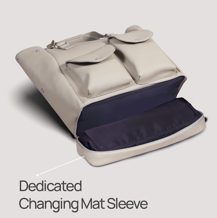 La Plume Modéa Diaper Bag - 4-in-1 Convertible Vegan Leather Baby Bag with Changing Mat &amp; Insulated Bottle Holders